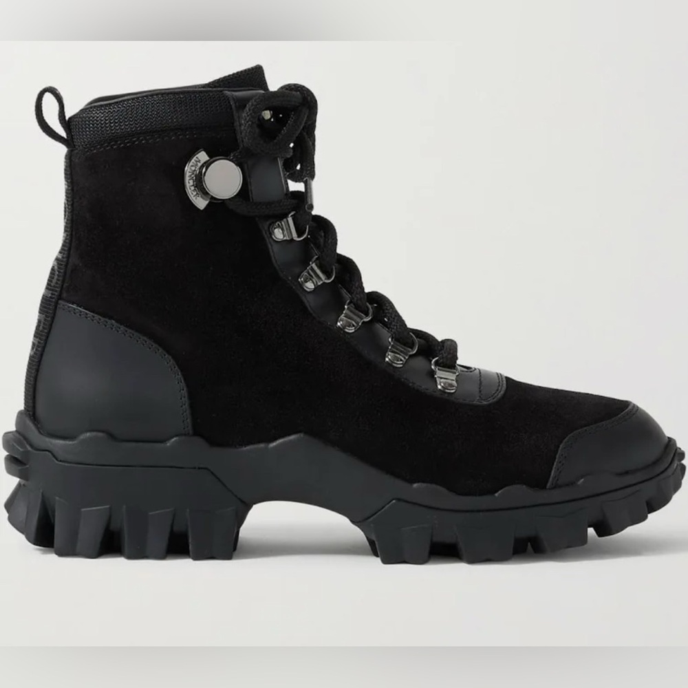 Moncler Helis Ankle Boot in Black Leather (Crinkle)